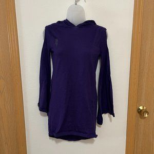 Killstar Purple Batwing No Shoulder Ripped Distressed Hooded Dress (Size XS)